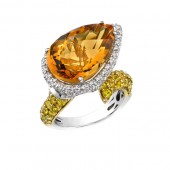 14k White and Yellow Gold Citrine Diamond Fashion Ring