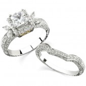 14k White Gold Marquise Diamond Semi Mount Bridal Set