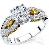 18k White and Yellow Gold Pave and Prong Set Marquise Diamond Semi Mount
