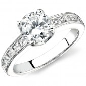 14k White Gold Channel and Pave Detailed Diamond Semi Mount