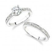 14k White Gold Pave and Channel Diamond Bridal Set