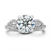 14k White Gold Three Stone Diamond Engagement Ring Semi Mount