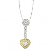 14k White and Yellow Gold Heart Shaped Diamond Pendant