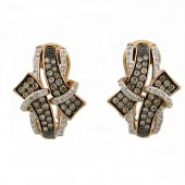 Toffee Brown & White Diamond Earrings 