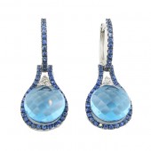 Blue Topaz, Sapphire & Diamond Earrings
