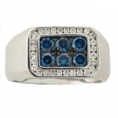 Mens Blue & White Diamond Ring