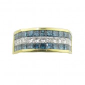 Men's Blue & White Diamond Ring