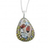 Multi colored Sapphire and gemstone, diamond necklace