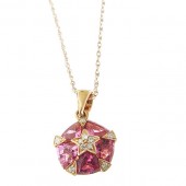 Pink Tourmaline & Diamond Pendant