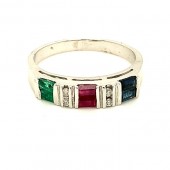Ruby, Emerald, Sapphire and Diamond Ring