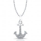 Sterling Silver Diamond Anchor Pendant