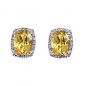 Yellow Beryl & Diamond Earrings