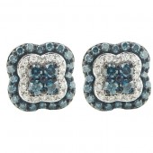 Blue & White Diamond Earrings