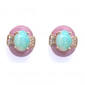 Mother of Pearl, Opal & Diamond Earrings